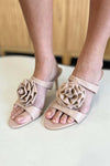 Flower PU Leather Stiletto Heel Sandals – Chic & Elegant